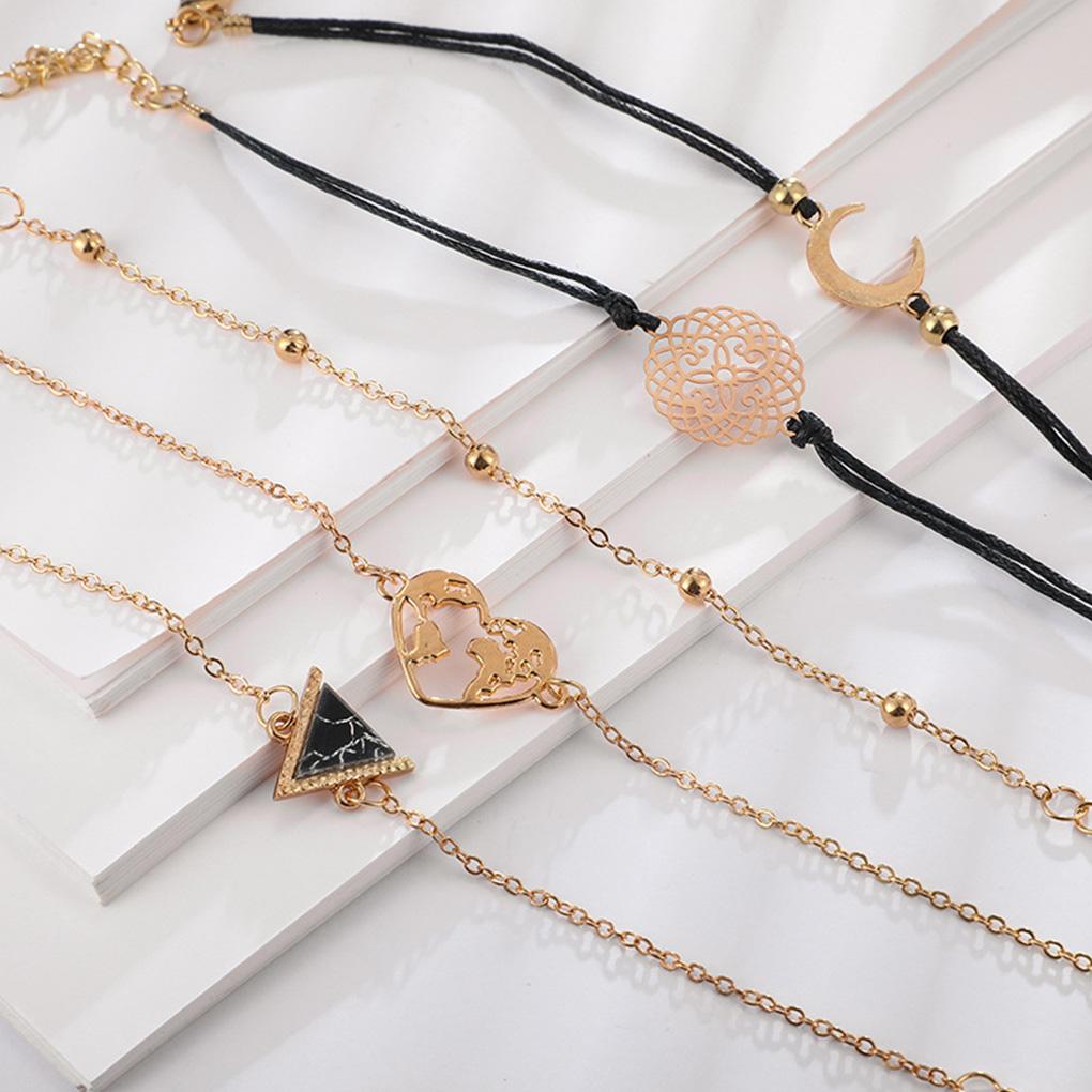 5 шт./набор Браслет Сплав Винтажный Браслет Женский Вечеринка Ручная Цепочка Женское Украшение Ювелирный Аксессуар