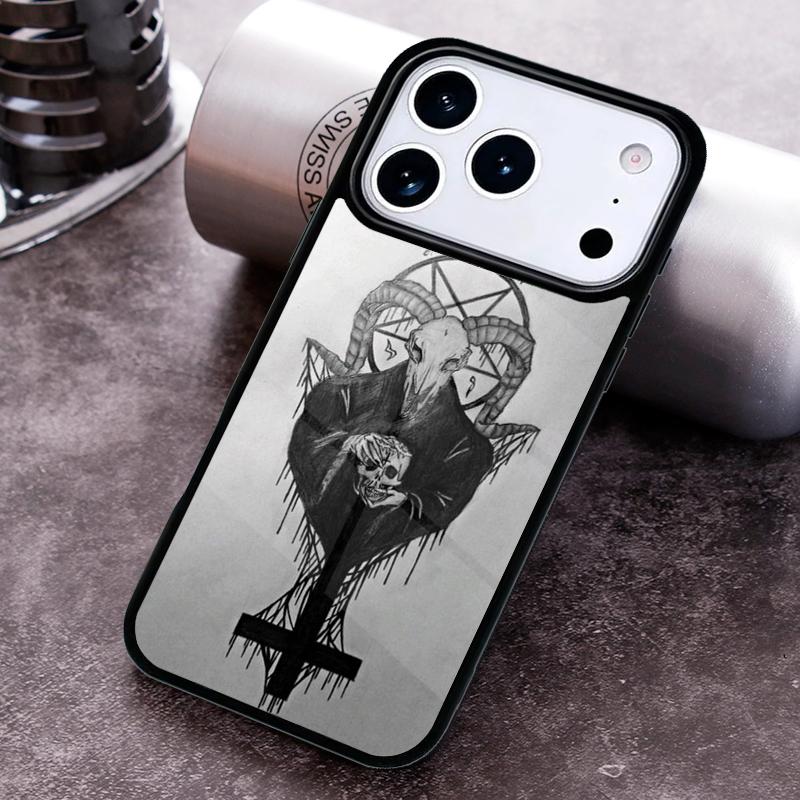 Satanic Pentagram Baphomet Phone Case For iPhone 17,16e,15,14,13,12,11,Mini,Pro,MAX soft Silicone Cover