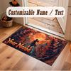 Space Cosmic Theme Crystal Velvet Floor Rug Personalized Custom Name Text Warm Carpet Home Decoration