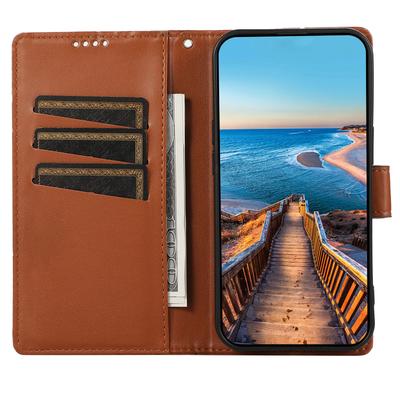 DF-06 Кожаный чехол для Xiaomi Redmi Note 13 Pro 5G/Poco X6 5G с тиснением в виде линий, обложка-кошелек