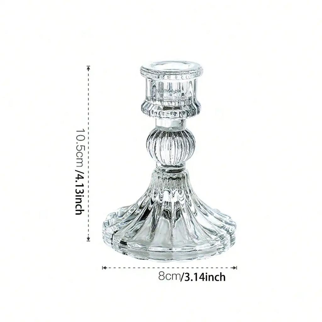 Candle Holders Retro Transparent Glass Candle Holders Suitable For Pillar Candles, Weddings, Holiday Parties Decoration
