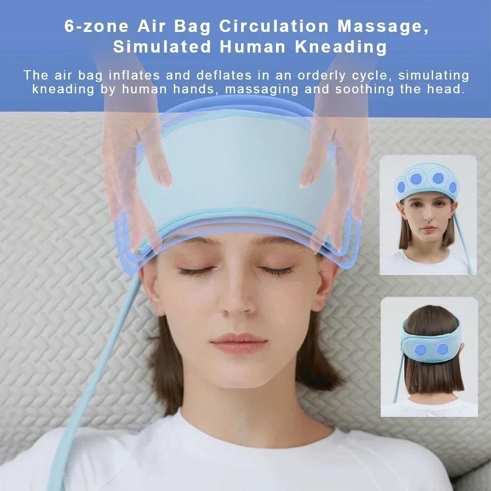 Electric Airbag Head Massager Hot Compress Headband Head Scalp Lifting Deep Massage Scarf Headache Fatigue Relief Acupressure