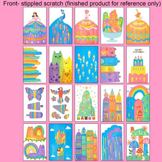 1 набор DIY Rainbow Scratch Painting Kit с красками, ручками, наклейкой-скребком