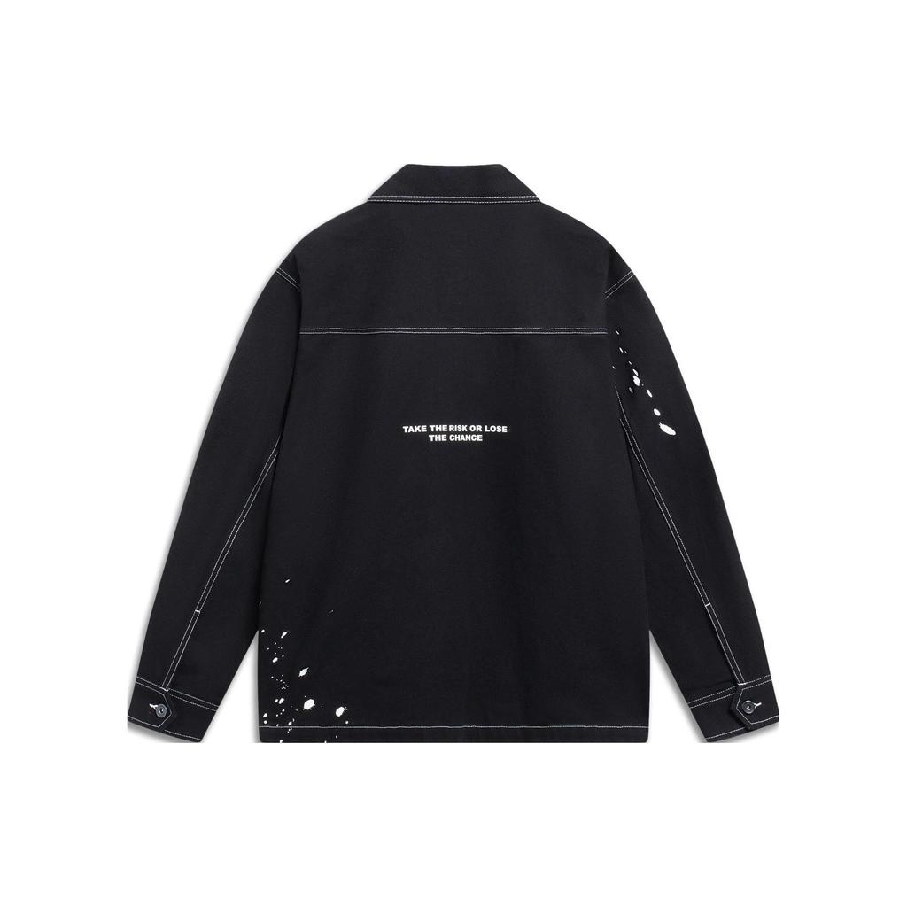 Li-Ning SS23 Модная спортивная серия 3D Свободная повседневная куртка с ткаными карманами на заказ Мужские куртки Черные AFDT571-1