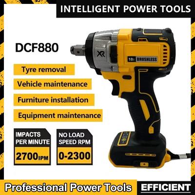 Подходит для Dewalt DCF880 3300 об/мин Бесщеточный ударный гайковерт Высокий крутящий момент Аккумуляторный электрический гайковерт Инструмент для ремонта шин Перезаряжаемый электроинструмент