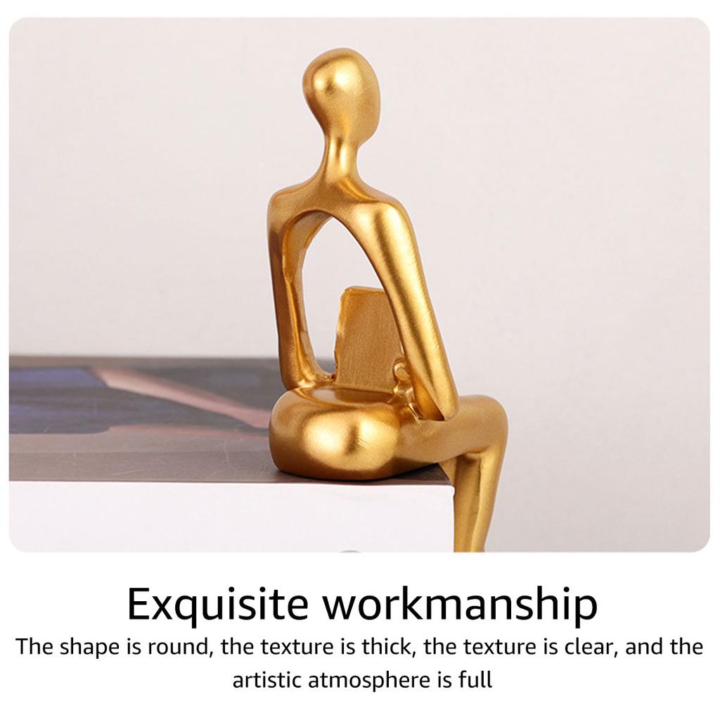 3 шт. Абстрактные фигуры, статуэтка из смолы, золотая скульптура мыслителя, орнамент, искусство, сидящая поза, статуи персонажей, украшения для домашней полки