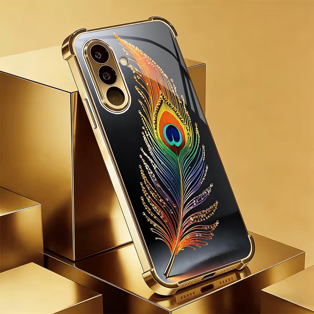 Стекло с покрытием в виде пера павлина для телефона, подходит для Samsung Galaxy S26 S25 S24 S23 S22 S20 FE/Ultra/Plus, противоударный