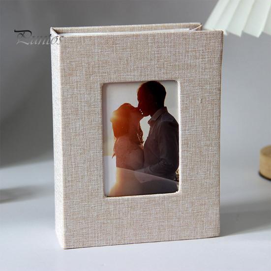 Slip-in Photo Album Linen Cover 50 Pages 100 Pockets 4x6-Inch Wedding Travel Baby Shower Kids Family Anniversary Picture Collection Book