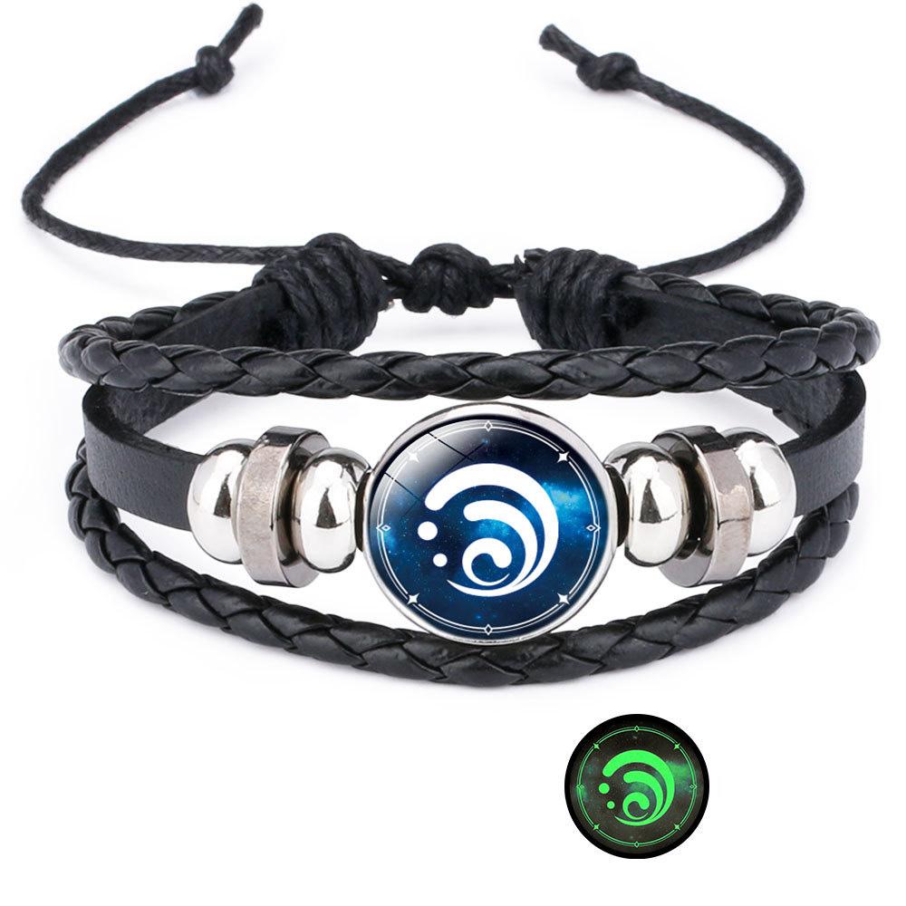Trendy Unisex Weave Bracelets Gift Luminous Beads Eye of God Bracelets Jewelry Unisex Black Bracelet Leather
