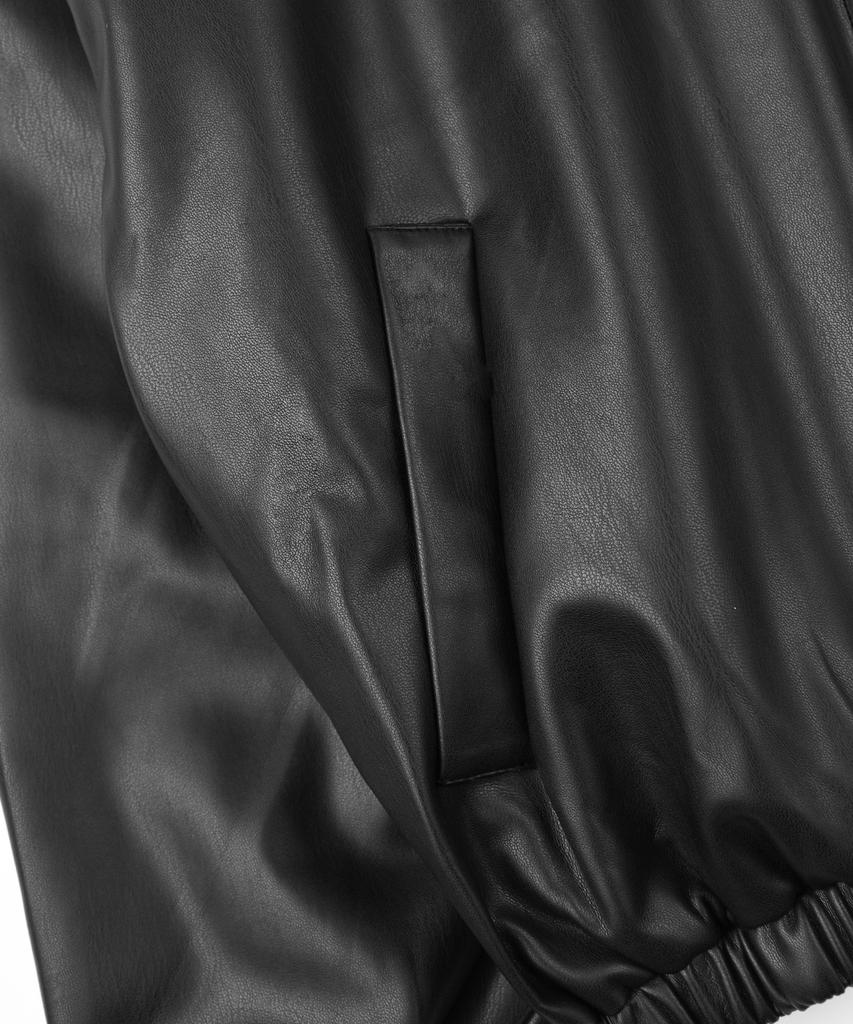 Place Studio [Обновление] Оверсайз Блузон из Веганской Кожи [Черный]