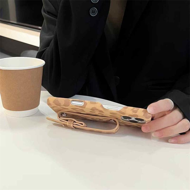 Роскошный чехол-держатель с леопардовым принтом для iPhone 16 15 14 13 12 11 Pro Max, противоударный чехол