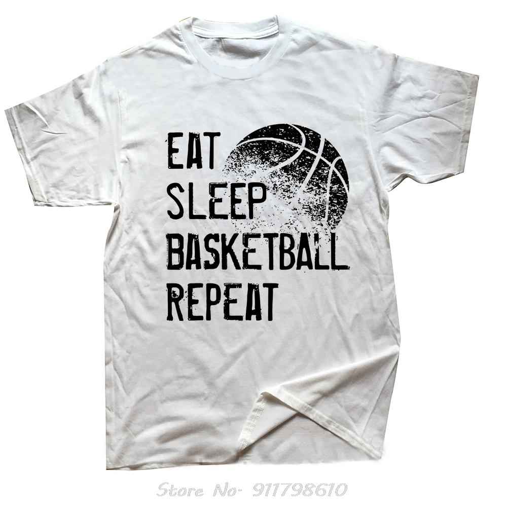 Funny Oversized T-shirt Eat Sleep Basketball Repeat Mens Clothing Streetwear Cotton Tshirt Birthday Gifts Summer Fitness T Shirt