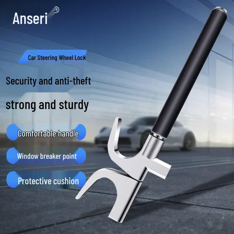 Ansell U-shaped Adjustable Steering Wheel Lock with Window Breaker
