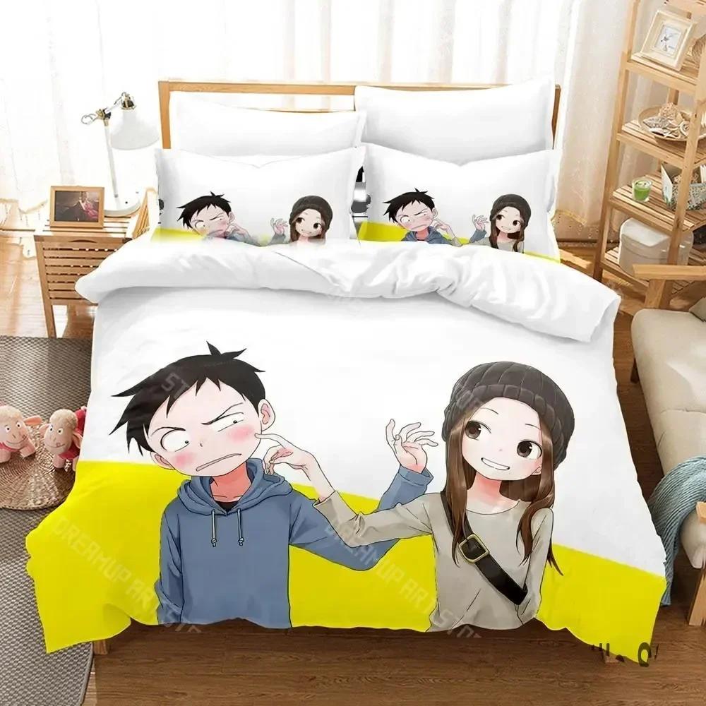 Набор постельного белья Teasing Master Takagi-san Односпальный Полуторный Двуспальный Кинг-сайз Комплект постельного белья для взрослого ребенка Аниме Постель