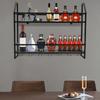 Wine Racks Wall Mounted Glass Holders with Two-layer Shelves Black,Corrosion-Resistan,7 Glasses Hook Hanging for Home,Bar