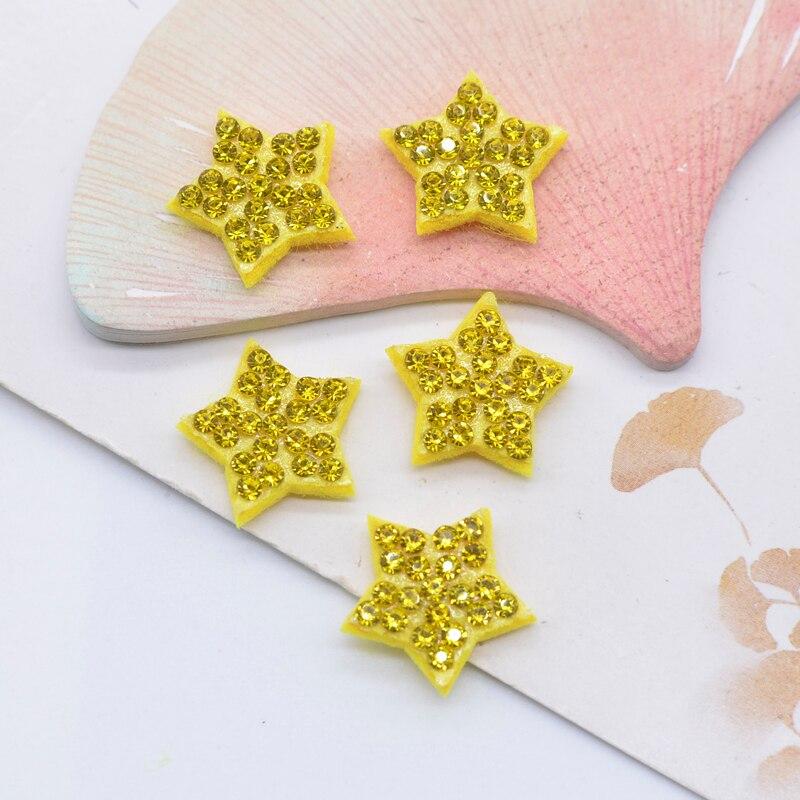 30 шт., 16 мм, мягкие разноцветные нашивки со звездами и стразами для рукоделия, одежда, шляпа, головные уборы, заколки для волос, бант, декор, аппликации, аксессуары