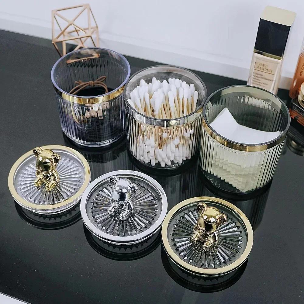 Легкая роскошная многофункциональная коробка для хранения ватных палочек, косметическая хлопковая коробка, бытовая герметичная пластиковая туба для хранения, коробка для зубной нити