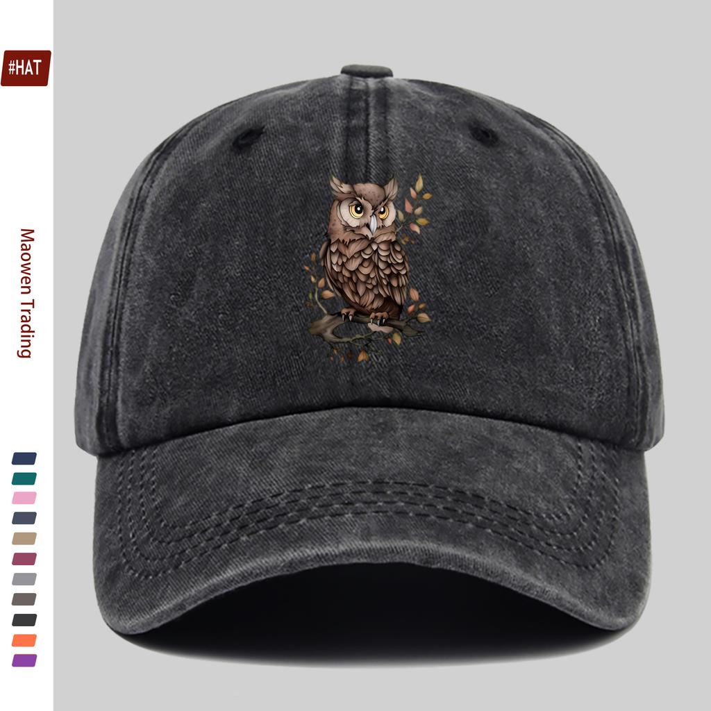 pc Animal Cartoon Owl Print Design Decorative Hat Fashionable And Elegant Vintage Casual AllMatch Headwear Adjustable Papa H