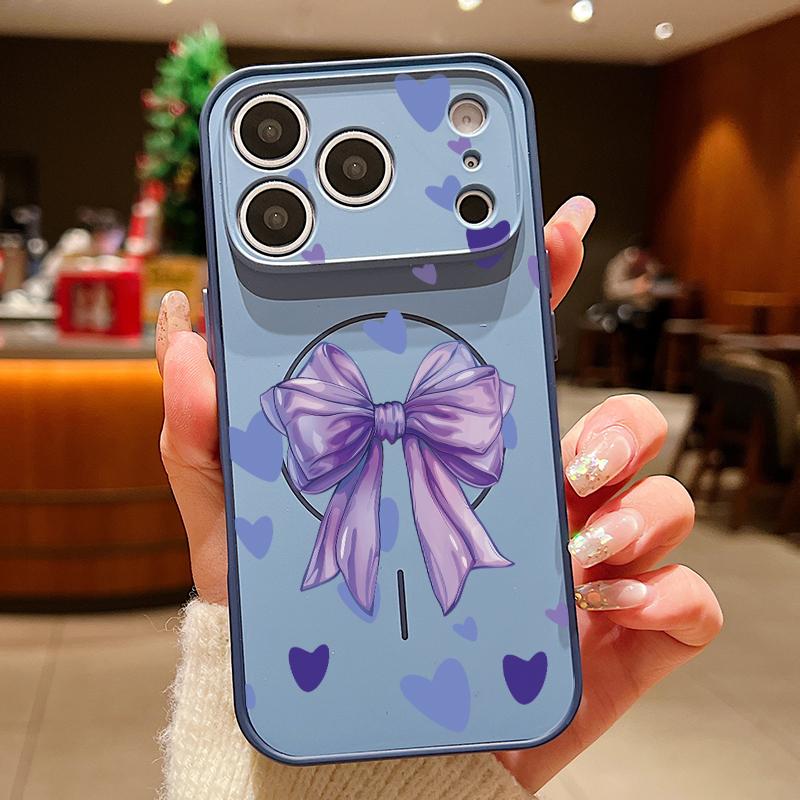 Чехол с узором из разноцветных бантиков Для iPhone 17 Pro Max iPhone 16 Pro Max 15 14 13 Магнитный Для Magsafe Гибридный ТПУ+ПК Матовая Крышка