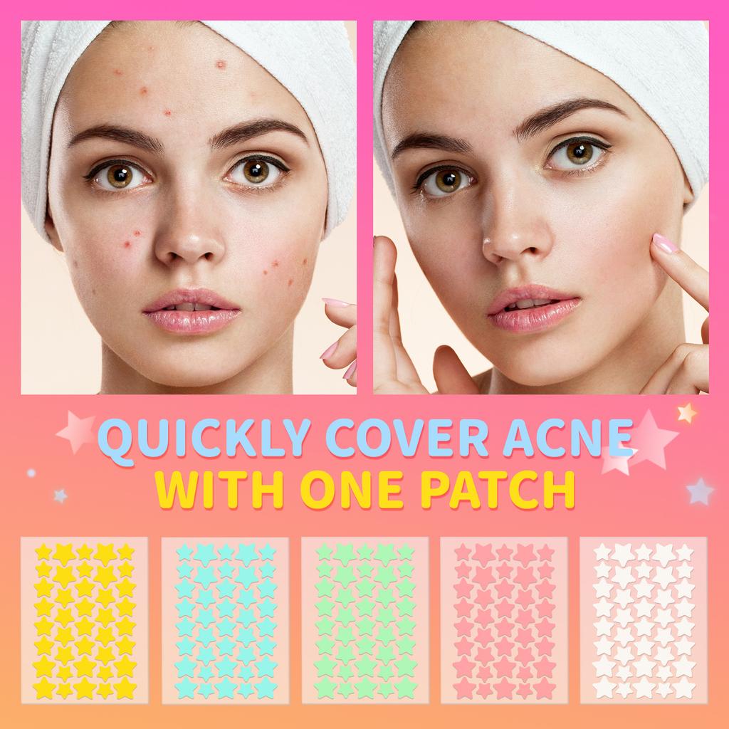 Гидроколлоидный пластырь от прыщей цветной пятиконечный звездный прозрачный невидимый восстанавливающий пластырь от прыщей