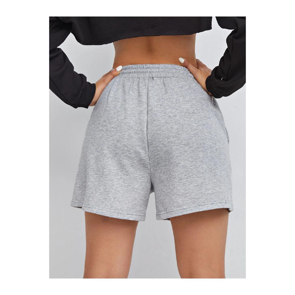 Черно-серые однотонные женские шорты обычного цвета из двух частей