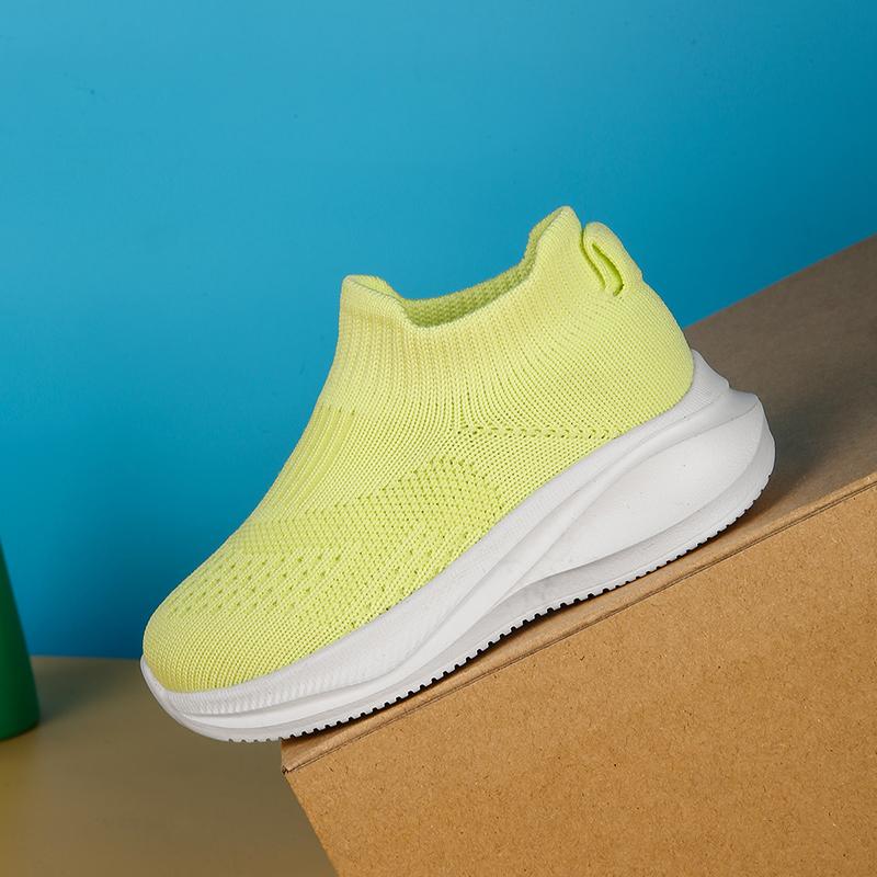 Children's High Top Socks Sports Shoes, Solid Color Knitted Sleeves, Breathable Outdoor Walking Sports Shoes