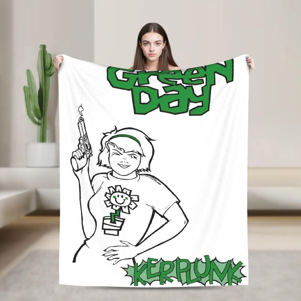 Punk Greens Days Blanket Fleece Music Lightweight Thin Throw Blanket for Outdoor Travel Bedroom Quilt