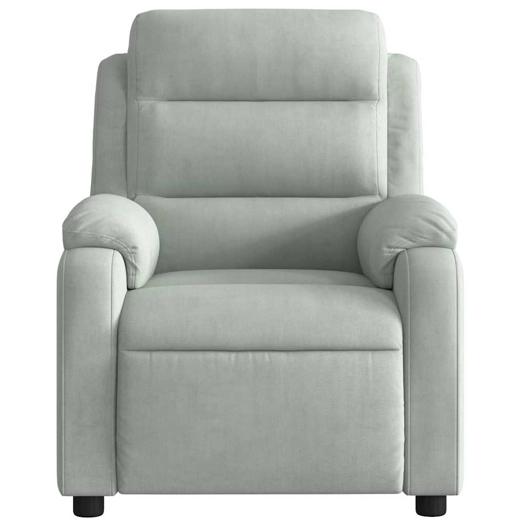 Electric Recliner Chair Light Grey Velvet