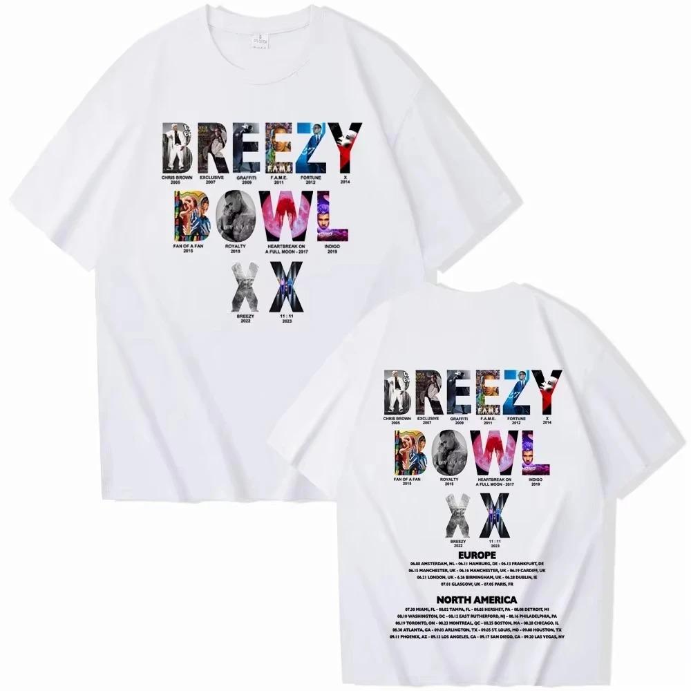 2026 Chris Brown Breezy Bowl XX Tour Cotton Printed TShirt Harajuku Style Crew Neck Casual Vintage Hop Unisex Fashion TShirt