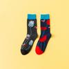 New AB Feet Flower and Bird Pattern Mid-tube Casual Socks Men's Trendy Socks Plus Size Socks