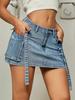 Rose Beauty A Женская однотонная летняя модная и сексуальная рабочая джинсовая юбка с карманами джинсовая мини-юбка