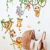 Funny Cartoon Monkey Wall Stickers for Kids Room Self-Adhesive Peel Stick Decoration Jungle Vine Strips for Bedroom Nursery Living Room
