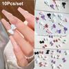 10Pcs Double Layer Bowknot Nail Charms 3D Sweet Ribbon Bows Nail Art Rhinestones Mini Resin Bow Tie Manicure Jewelry Diy Parts