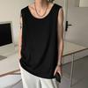 Мужской жилет без рукавов с круглым вырезом, однотонный жилет свободного кроя, повседневный спортивный топ, уличная одежда, повседневная одежда