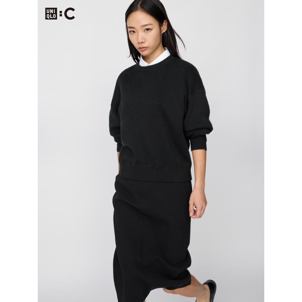 Uniqlo Японский гладкий хлопковый свитер с круглым вырезом