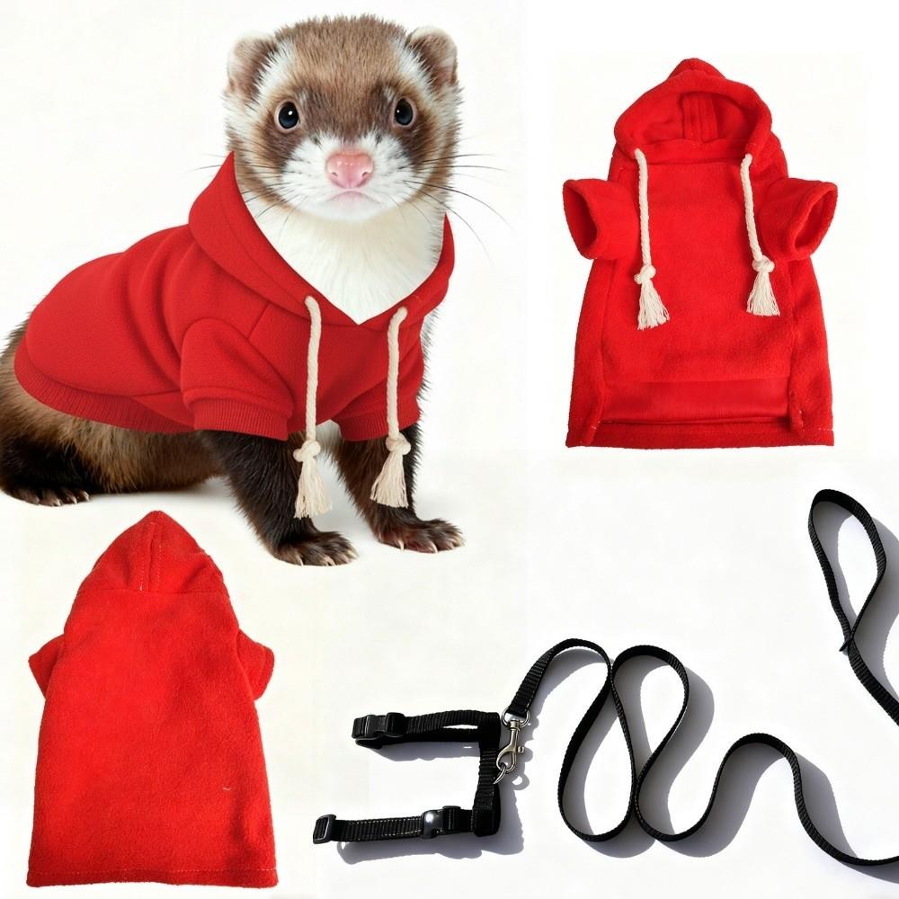 Elastic Ferret Hoodie Thick Fleece Soft Pet Hoodie Cozy Ferret Winter Clothing Outdoor Walks