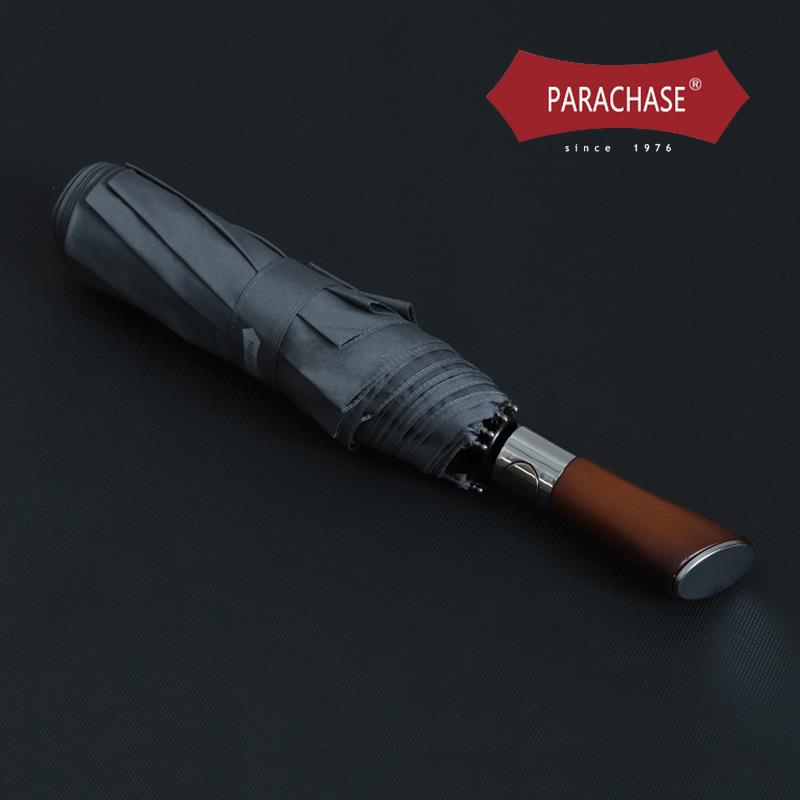 PARACHASE автоматический 121 см очень большой складной зонт из дерева в стиле ретро - идеально подходит для солнца и дождя