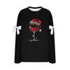 Ladies' Christmas Printed Bow Round Neck Long Sleeved Loose Pullover Sweater Sweatshirt Top