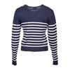 Women's Striped Sweater with Button On the Shoulder by Rakel Women's BURTON OF LONDON
