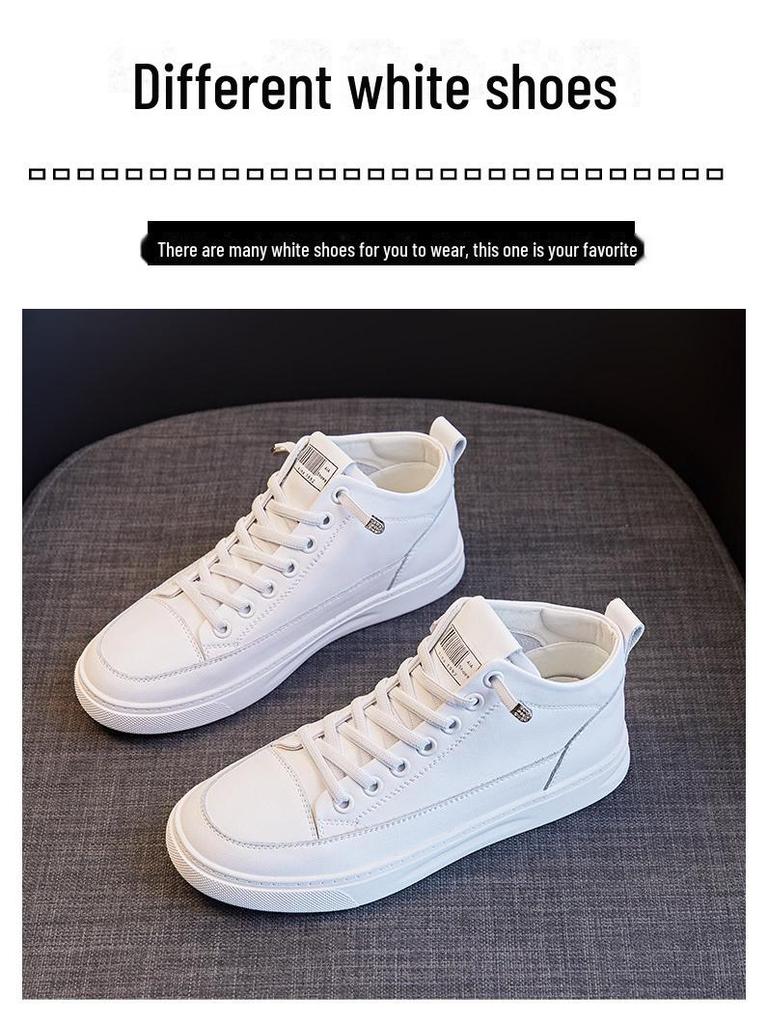 Женские высокие туфли на плоской подошве, натуральная воловья кожа, новые модели весна/осень 2025 года, универсальные повседневные белые туфли