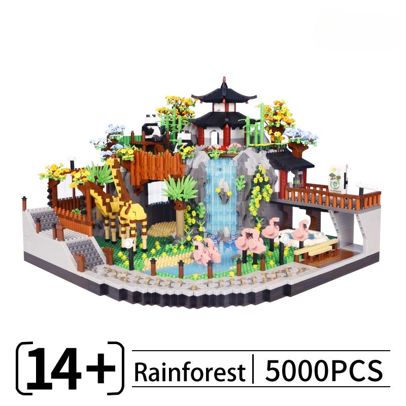 4800 шт., креативные микрочастицы, африканская дикая природа, лев, зебра, животное, зум, городские строительные блоки, вид на улицу, сборка кирпичей, игрушки