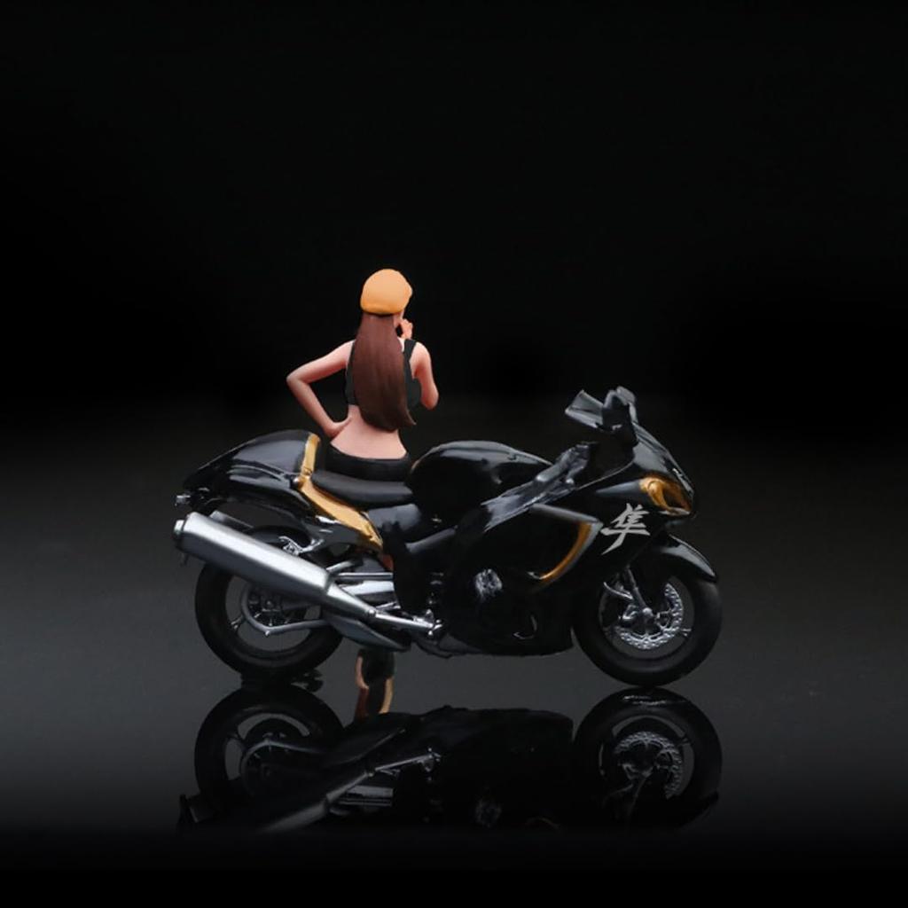 Moreart 1/64 Scale Miniature Figure & Bike Set MO222071 Model Girl Diorama Miniature Car [Parallel Import]