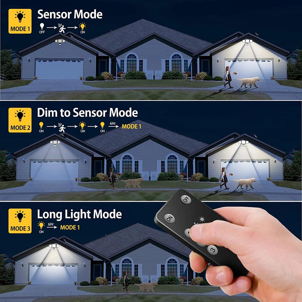 SZRSTH Solar Lights Outdoor - 3000LM Motion Sensor Flood Light with Remote LED Security Wall Lamp for Outside Garage Yard