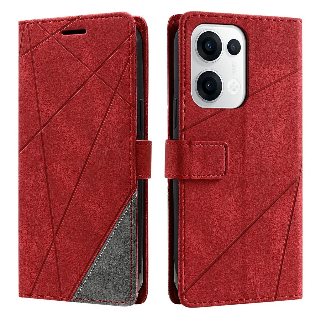 Для Oppo Reno13 5G (Глобальный) Чехол с тиснеными линиями, кошелек из искусственной кожи внахлест, чехол для телефона