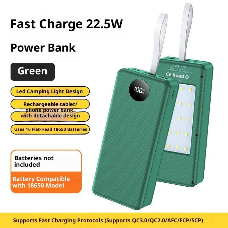 P12 12pcs 18650 Battery Power Bank Case Shell Diy Dual Usb Type C 10W 22.5W 15W Wireless Charging Battery Not Included For Phone