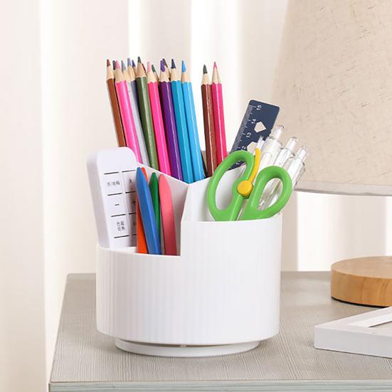 Pen Holder Rotating Pen Organizer Multiple Compartments Stationery Storage Box for Office Home School