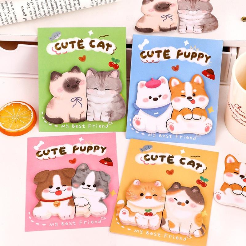 Канцелярские подарки Kawaii Милые наклейки с животными Студенческая креативная комбинация Стикеры для сообщений Можно клеить N раз Блокнот для заметок