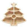 Holiday Table Centerpieces Wooden Christmas Divided Tray, Gingerbread Man Santa Xmas Tree Compartment Snack Claus Party Platters Platter, Wood