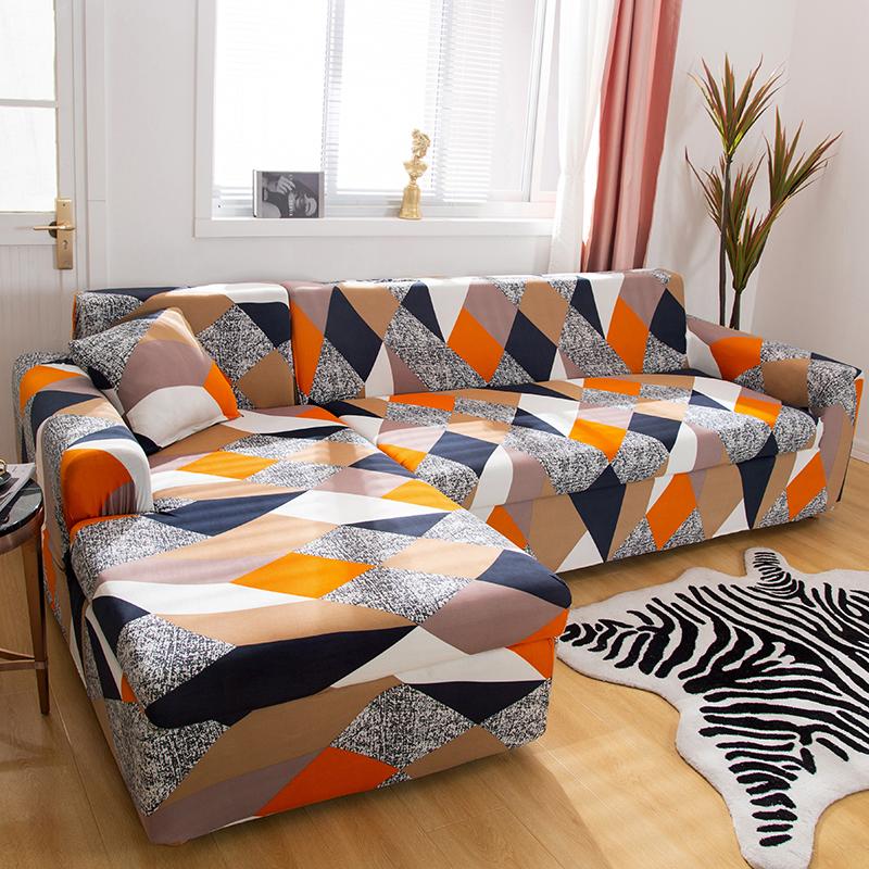 Эластичные чехлы на диван L-образной формы для гостиной, чехол для дивана, защита для стула, S/M/L/XL, чехлы для дивана с геометрическим рисунком, купить 2 шт.