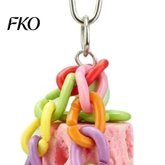 Bird Beak Grinding Stone Stone, Parrot Chew Toy with Colorful Chain, Cage Accessories for Budgies Cockatiels Lovebirds Conures Anxiety Relief Chewing